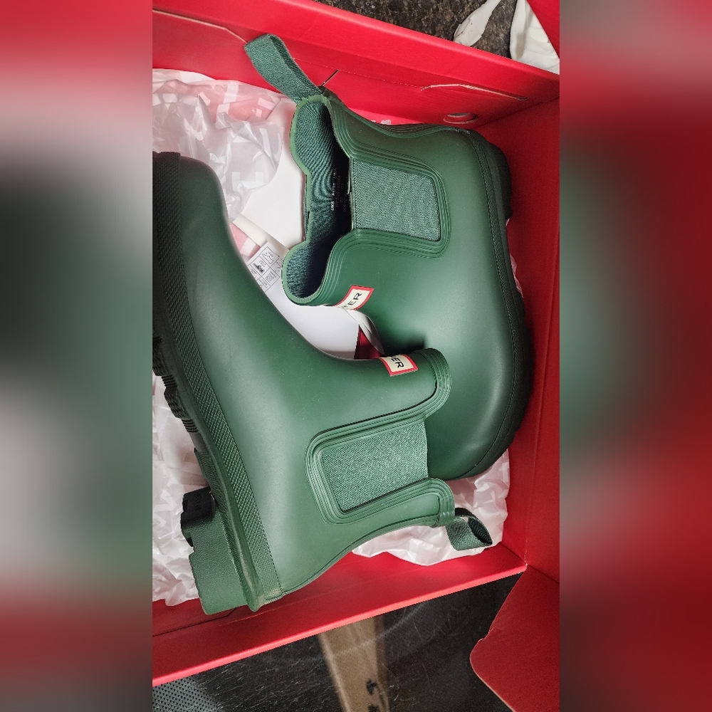 Hunter Chelsea Boots Original Green Womens 7